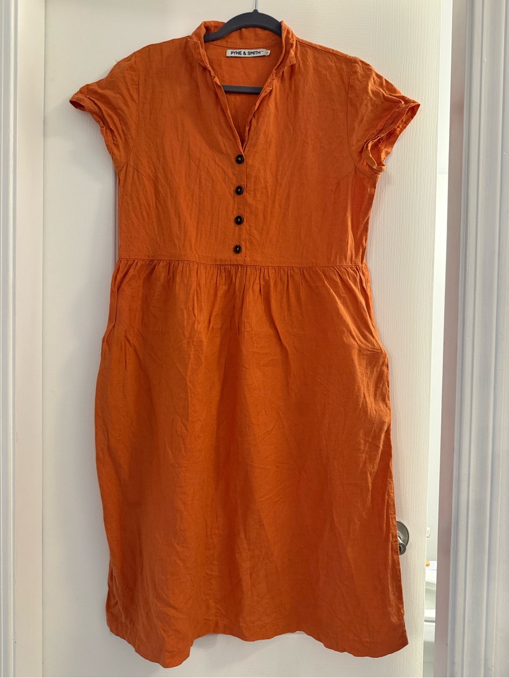 Pyne & Smith Persimmon Button-Front Midi Dress Medium
